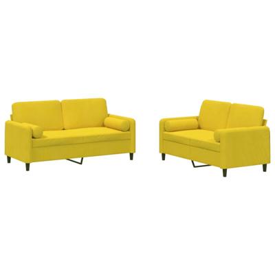 2-delige Loungeset met kussens fluweel geel - thumbnail
