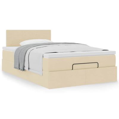 Ottoman bed met matras 180x200cm stof crèmekleurig