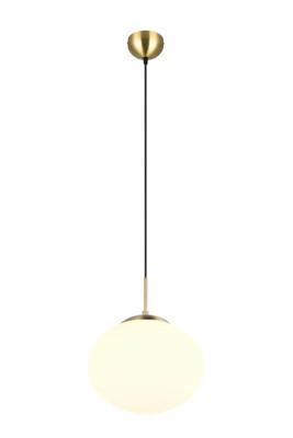 Trio Ovale hanglampFomento Ø 30cm - messing met wit glas - 363100108