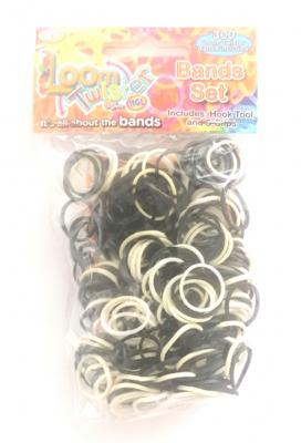 Loom Twister loombands junior rubber zwart/wit 300 delig