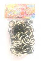 Loom Twister loombands junior rubber zwart/wit 300 delig - thumbnail