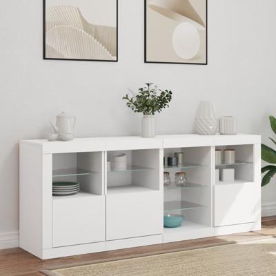 Dressoir met LED-verlichting 164x37x67 cm wit