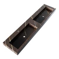 Brauer Coral Wastafel - 200 met 2 Spoelbakken en 2 Kraangaten - Marmerlook Copper Brown - thumbnail