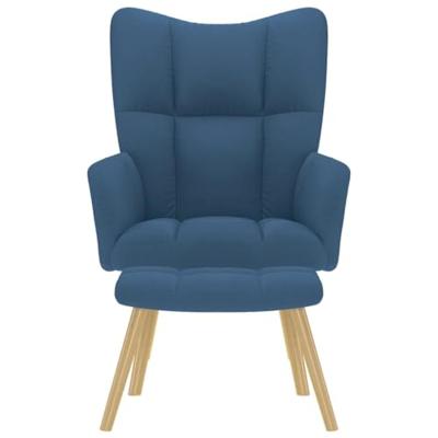 Relaxstoel met voetenbank stof blauw