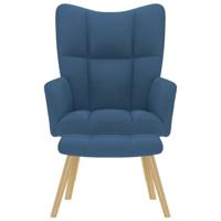 Relaxstoel met voetenbank stof blauw - thumbnail