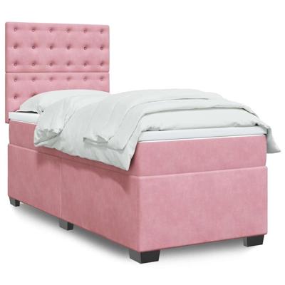 Boxspring met matras fluweel roze 80x200 cm