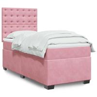 Boxspring met matras fluweel roze 80x200 cm - thumbnail