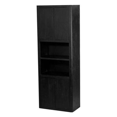 Tower Living Wandkast 'Tenna' Mangohout, Met 2 open vakken, 220 x 80cm, kleur Zwart Tower Living Wandkast 'Tenna' Mangohout, Met 2 open vakken, 220 x 80cm, kleur Zwart