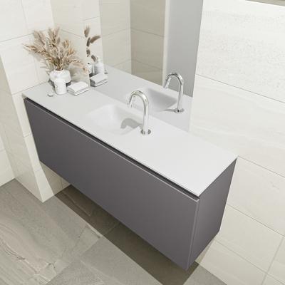 MONDIAZ OLAN 120cm toiletmeubel dark grey. LEX wastafel talc midden 1 kraangat