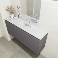 MONDIAZ OLAN 120cm toiletmeubel dark grey. LEX wastafel talc midden 1 kraangat - thumbnail