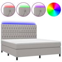 Boxspring met matras en LED stof lichtgrijs 160x200 cm - thumbnail