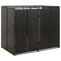 VidaXL Containerberging dubbel 140x80x117 cm poly rattan zwart - thumbnail