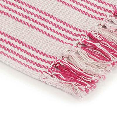 VidaXL Plaid strepen 160x210 cm katoen roze en wit