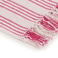 Plaid strepen 220x250 cm katoen roze en wit - thumbnail