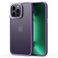 Lunso - iPhone 15 Pro - Back cover hoesje - Metalen ring Paars - thumbnail