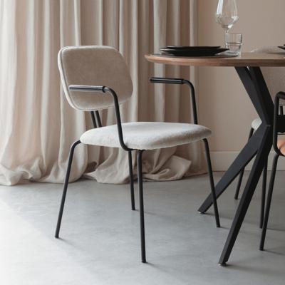 ZILT Eetkamerstoel 'Latisha' Met armleuning, Chenille, kleur Off White