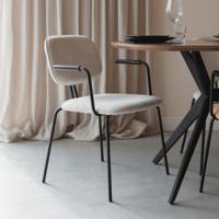 ZILT Eetkamerstoel 'Latisha' Met armleuning, Chenille, kleur Off White - thumbnail