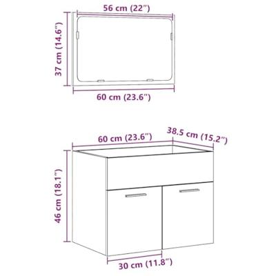 2-delige Badkamermeubelset bewerkt hout artisanaal eikenkleur 2-delige Badkamermeubelset bewerkt hout artisanaal eikenkleur