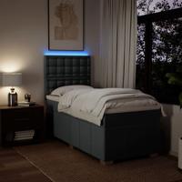 Boxspring met matras stof donkergrijs 90x200 cm - thumbnail