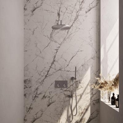 Thermostatische inbouw regendouche met drukknoppen en accessoires - geborsteld RVS PVD