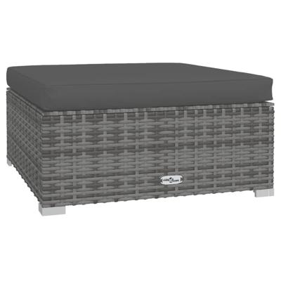 4-delige Loungeset met kussens poly rattan grijs - thumbnail