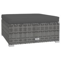 4-delige Loungeset met kussens poly rattan grijs - thumbnail