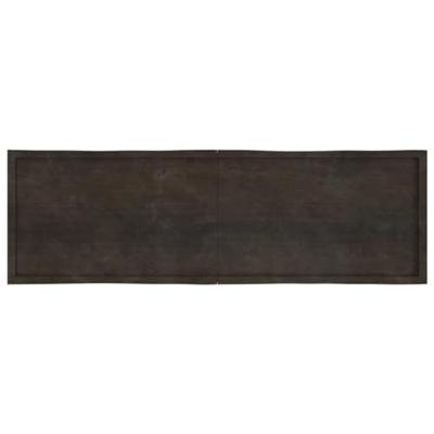 Tafelblad natuurlijke rand 200x60x(2-4)cm eikenhout donkerbruin