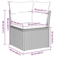 9-delige Loungeset met kussens poly rattan zwart - thumbnail