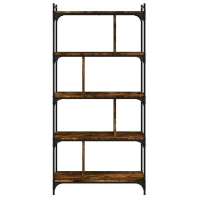 Boekenkast 5-laags 76x32x158 cm bewerkt hout gerookt eikenkleur