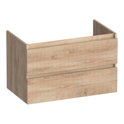 Brauer Joy Wavy - Onderkast - 80 cm - met 2 Softclose Lades Greeploos en 1 Sifon Uitsparing - Forest Wheat