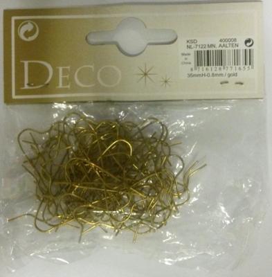 Decoris Kerstbalhaakjes 50 in zakje 3.5cm goud