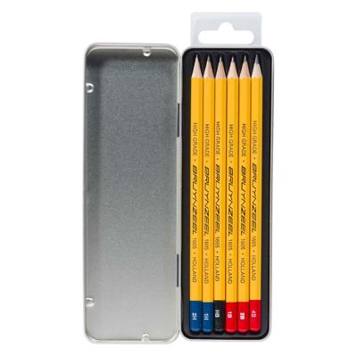 Grafietpotlood Bruynzeel Burotek blik à 6 hardheden grijs Grafietpotlood Bruynzeel Burotek blik à 6 hardheden grijs