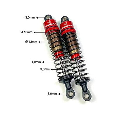 Absima aluminium schokdempers, rood, 75mm voor 1/10 auto