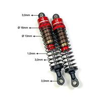 Absima aluminium schokdempers, rood, 85mm voor 1/10 auto - thumbnail