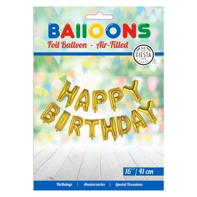 Globos Folieballon tekst happy birthday goud