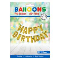 Globos Folieballon tekst happy birthday goud - thumbnail
