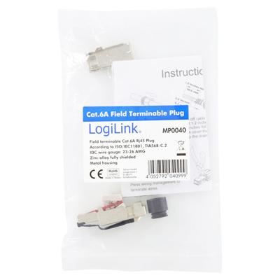 LogiLink LogiLink Cat.6A Field Terminable Plug - Netzwerkanschluss - RJ-45 (M) Op locatie monteerbare stekker, Cat.6A, afgeschermd, PrimeLine MP0040 Zwart, LogiLink LogiLink Cat.6A Field Terminable Plug - Netzwerkanschluss - RJ-45 (M) Op locatie monteerbare stekker, Cat.6A, afgeschermd, PrimeLine MP0040 Zwart,