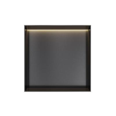 Hotbath &MORE Inbouwbox of inbouwnis - 30x30x10 - frameless + LED - Geborsteld zwart PVD BOX030FLMBP