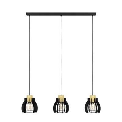 Eglo 3-lichts hanglampStillington 1 zwart met hout - 43925