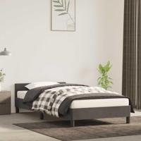 Bedframe met hoofdeinde fluweel donkergrijs 90x190 cm - thumbnail