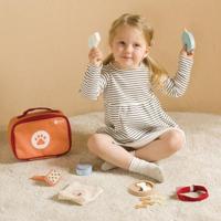 Classic World houten dieren verzorgen speelset in tas, 16dlg. - thumbnail