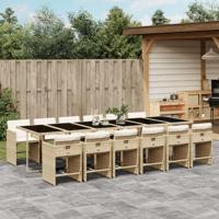 13-delige Tuinset met kussens poly rattan beige - thumbnail
