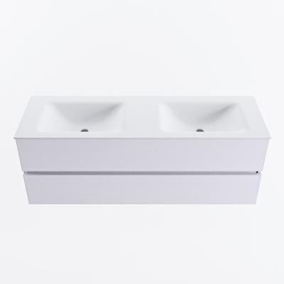 MONDIAZ VICA 140cm badmeubel onderkast Cale 2 lades. Wastafel CLOUD dubbel zonder kraangat, kleur Talc.