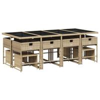 13-delige Tuinset met kussens poly rattan beige - thumbnail