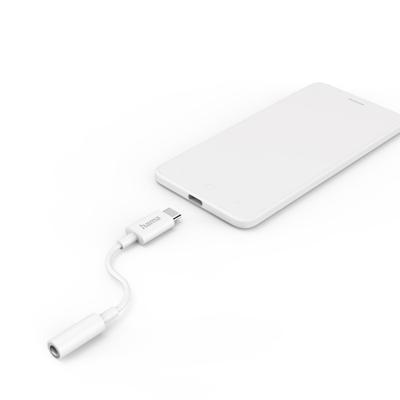 Hama aux-adapter usb-c – 3,5-mm-jack-aansluiting wit