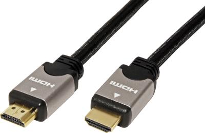 ROLINE HDMI HighSpeed kabel met Ethernet, M/M, zwart / zilver, 1,5 m
