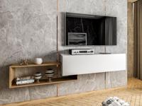 Tv-meubel VEGETA 1 klapdeur wit/wotan eik - thumbnail