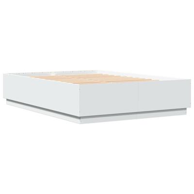Bedframe bewerkt hout wit 135x190 cm - thumbnail