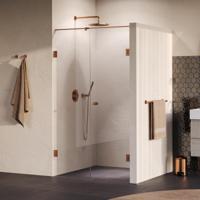 BRAUER Void Carving nisdeur 2-delig helder glas 110x200 omkeerbaar met draaideur 60 aan muur incl. glascoating PVD koper geborsteld - thumbnail