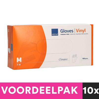 Abena poedervrije vinyl handschoenen maat medium 100 stuks voordeelpakket